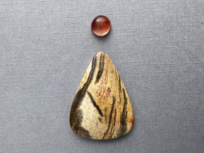Gemstone Set | Oregon Sunstone and Smokey Petrified Wood | SET104 - Oregon Sunstone, Petrified Wood, Smokey Quartz - GemEnthusiast