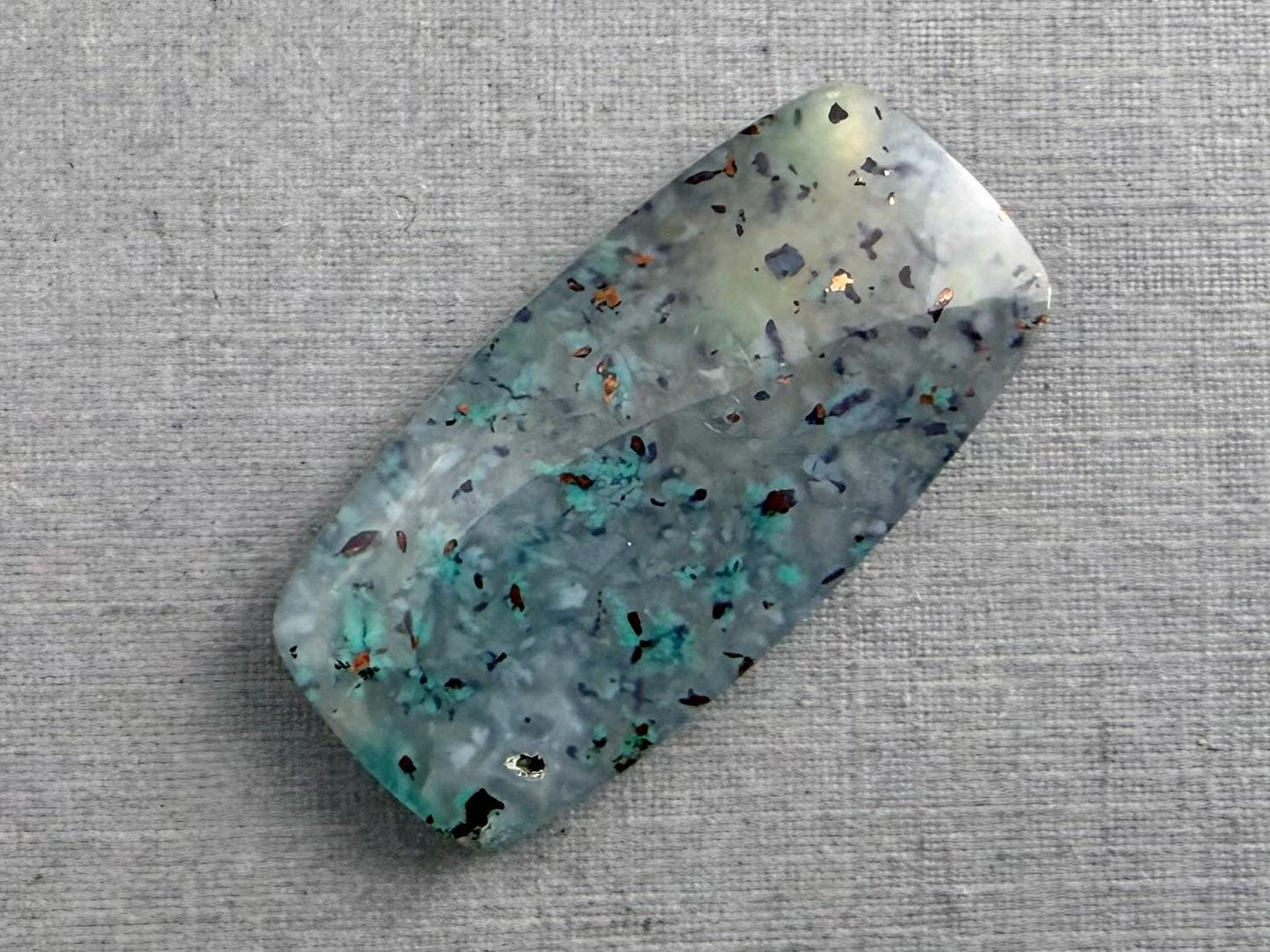 Confetti Chrysocolla in Chalcedony | Natural Loose Cabochon Gemstone | CA338 - Chalcedony, Chrysocolla, Copper - GemEnthusiast