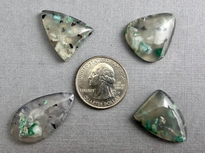 Confetti Chrysocolla in Chalcedony | Single Stone | Natural Cabochon from Indonesia | CA336 - Chalcedony, Copper Agate, Confetti Chrysocolla - GemEnthusiast