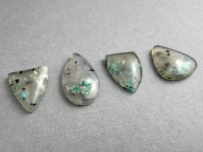 Confetti Chrysocolla in Chalcedony | Single Stone | Natural Cabochon from Indonesia | CA336 - Chalcedony, Copper Agate, Confetti Chrysocolla - GemEnthusiast