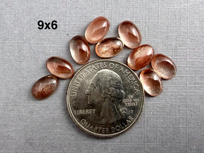 Oregon Sunstones | 10x7 9x6 8x5 | Oval Cabochon with Schiller | USA Gemstone - Oregon Sunstone - GemEnthusiast