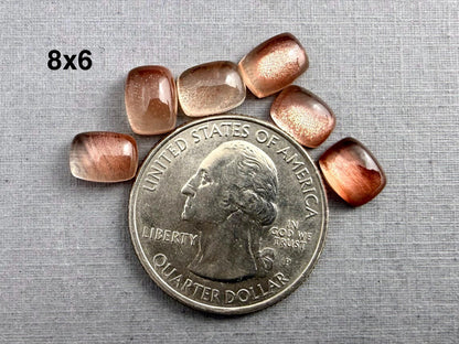 9x7 8x6 7x5 Oregon Sunstones Rectangle Cabochon with Schiller - Oregon Sunstone, Orthoclase Feldspar - GemEnthusiast