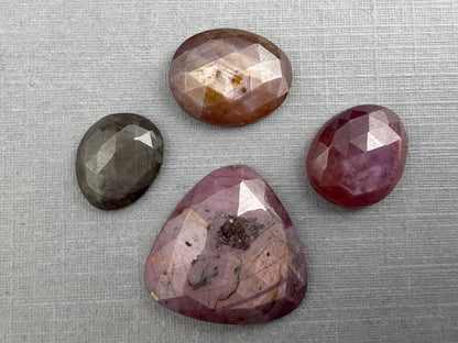 Sapphire Rose Cut Lot with Luster / Sheen | Natural Loose Gemstones | 26.37 carats | SRS307 - Sapphire - GemEnthusiast