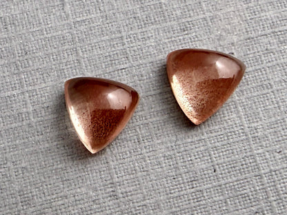 7mm Oregon Sunstone Pair | with Schiller | Triangle Cabochon | OSC325 - Oregon Sunstone, Schiller - GemEnthusiast