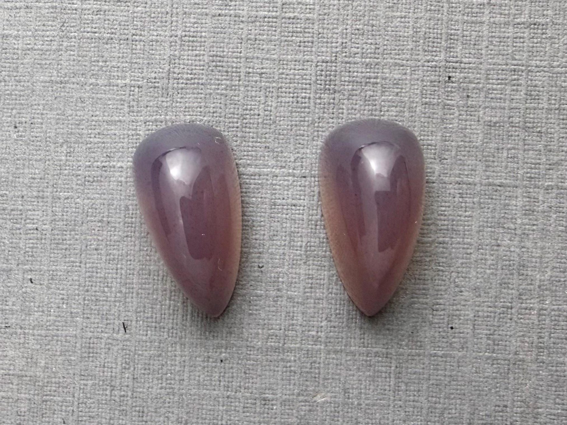 Natural Lilac Chalcedony Pair | 15x8 | Pear Translucent Cabochons | P192 - Chalcedony - GemEnthusiast