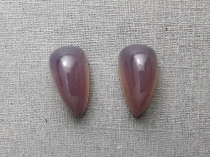 Natural Lilac Chalcedony Pair | 15x8 | Pear Translucent Cabochons | P192 - Chalcedony - GemEnthusiast