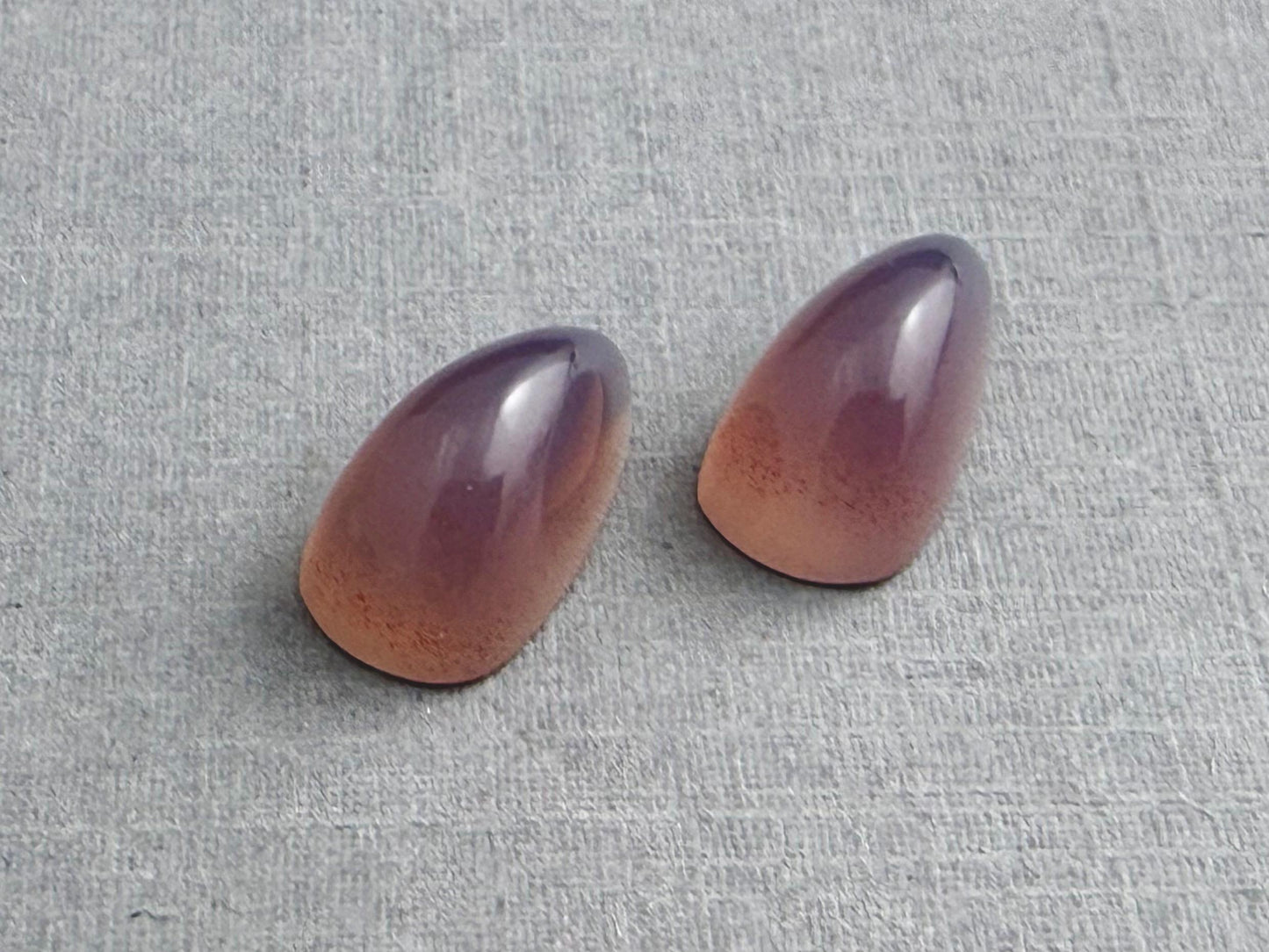 Natural Lilac Chalcedony Pair | 15x8 | Pear Translucent Cabochons | P192 - Chalcedony - GemEnthusiast