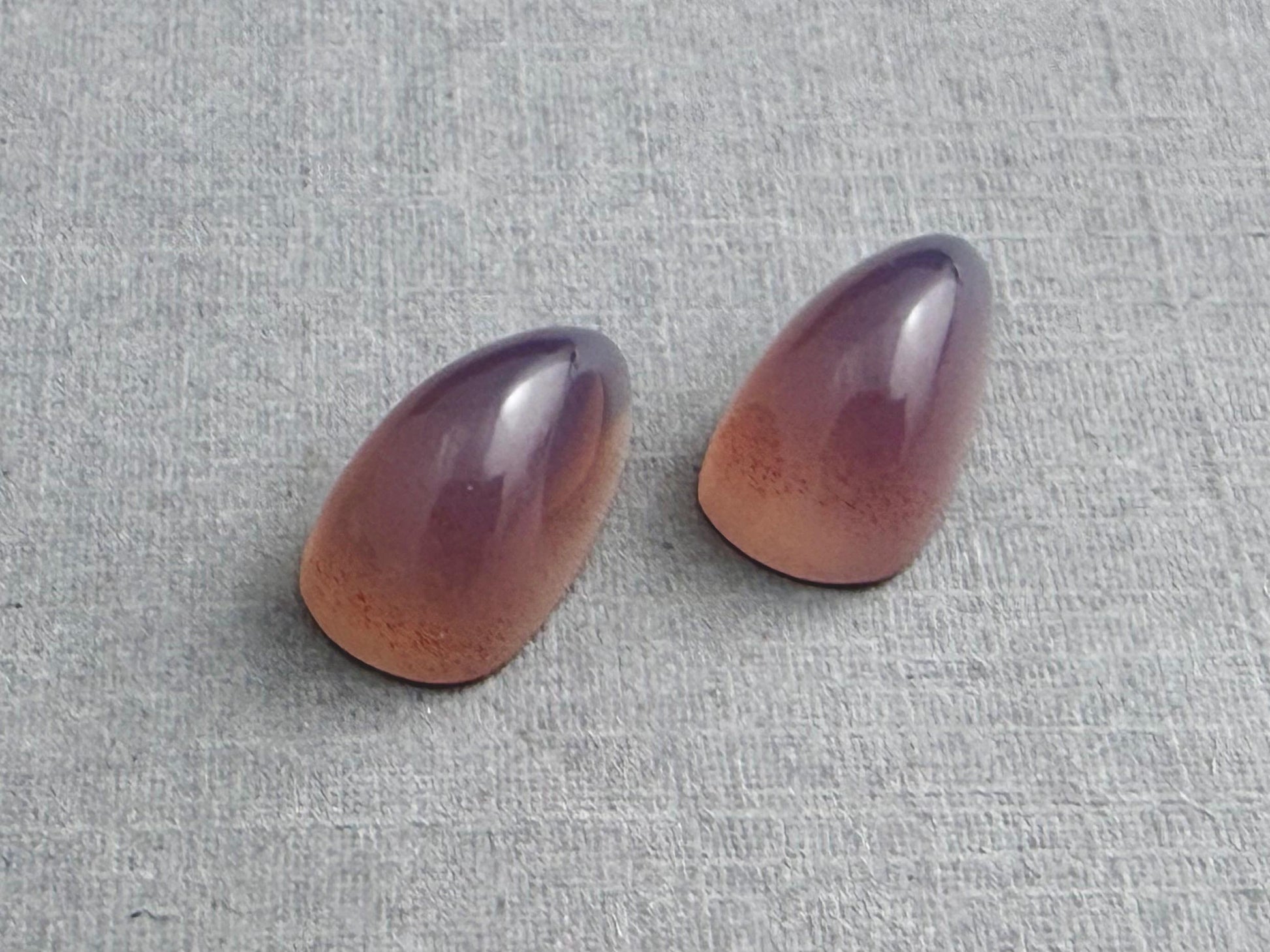 Natural Lilac Chalcedony Pair | 15x8 | Pear Translucent Cabochons | P192 - Chalcedony - GemEnthusiast