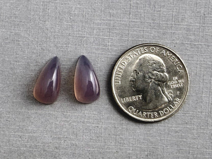 Natural Lilac Chalcedony Pair | 15x8 | Pear Translucent Cabochons | P192 - Chalcedony - GemEnthusiast