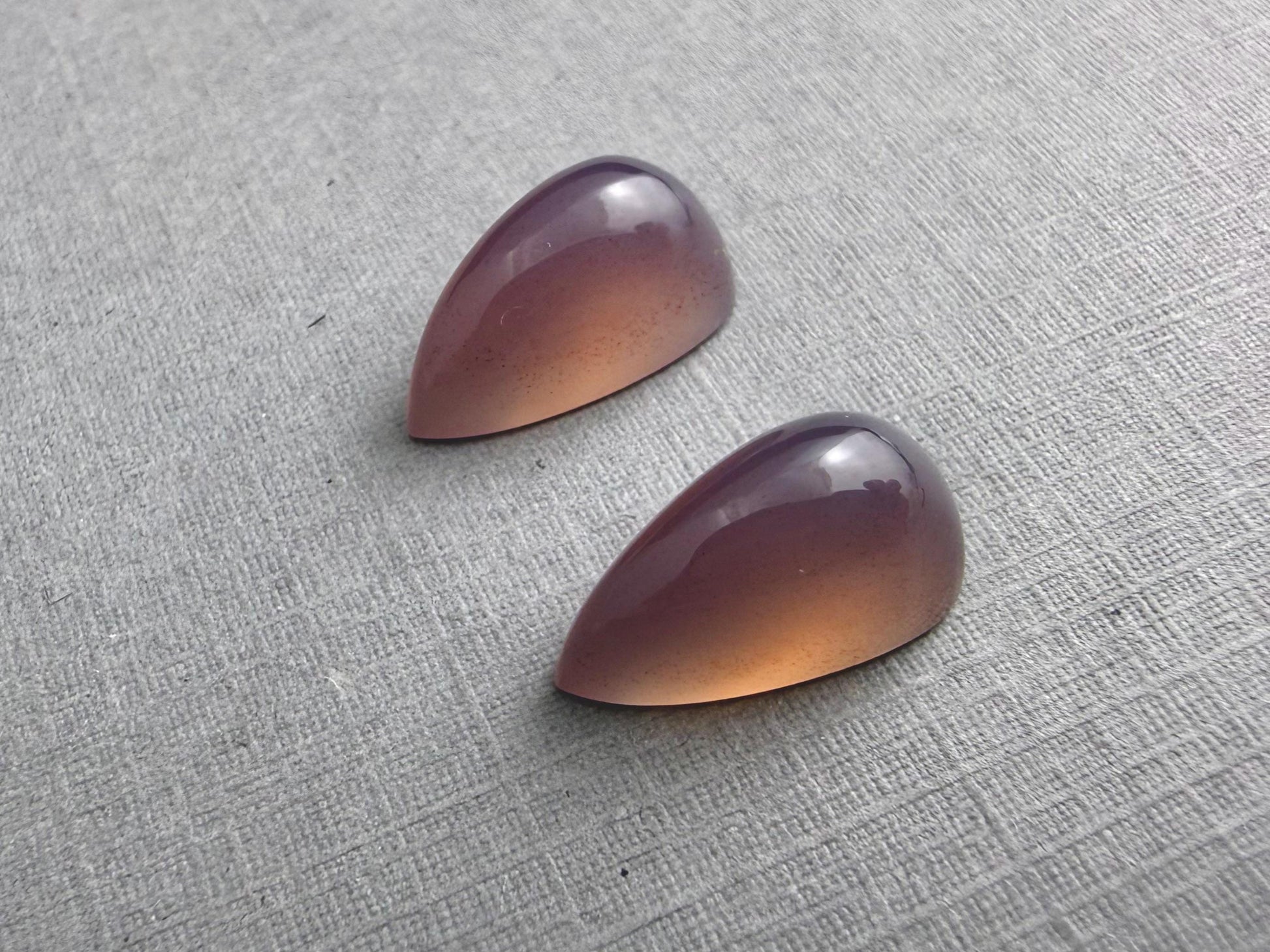 Natural Lilac Chalcedony Pair | 15x8 | Pear Translucent Cabochons | P192 - Chalcedony - GemEnthusiast