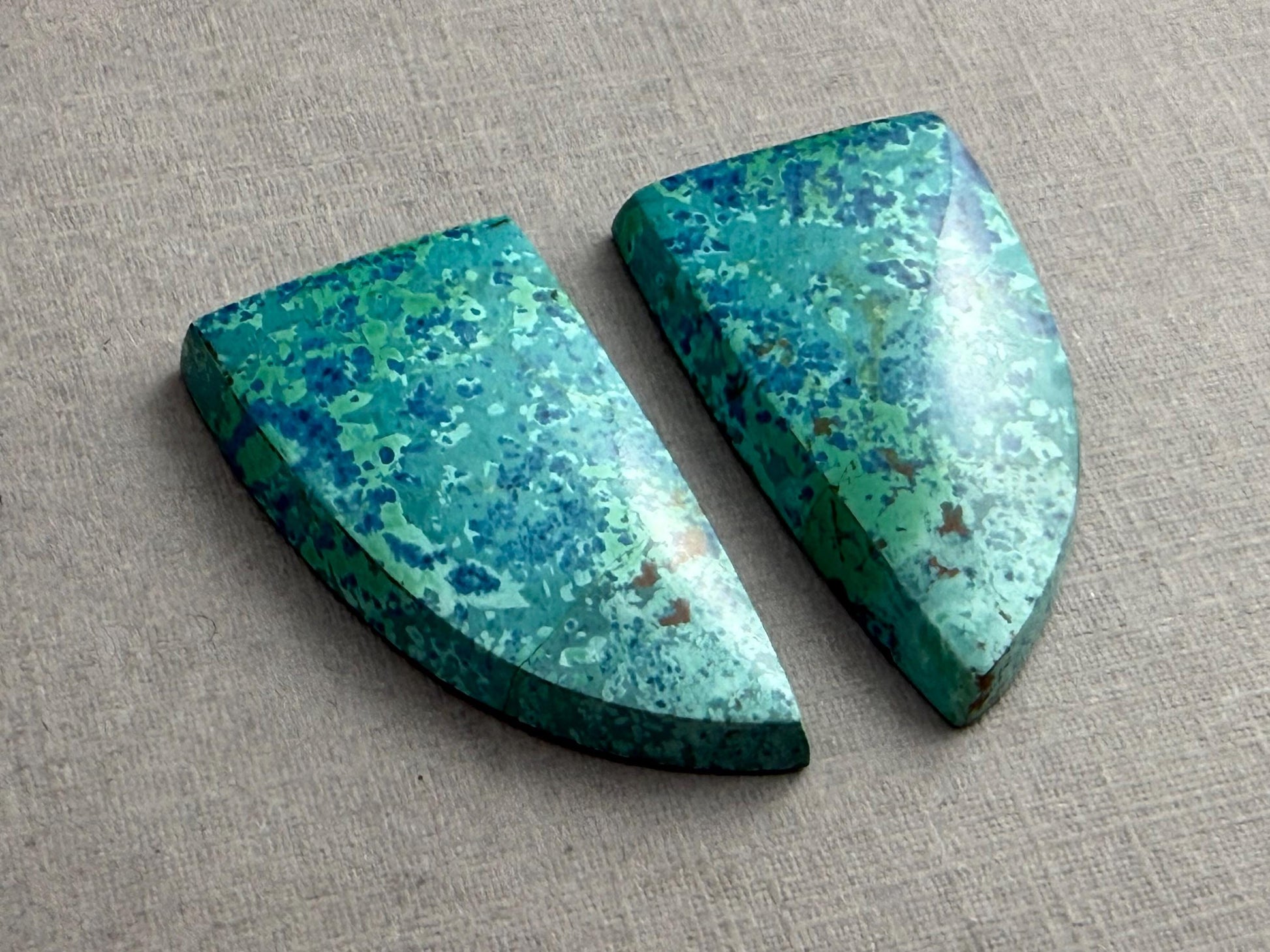 Chrysocolla-Malachite Pair | Natural Loose Cabochon Gemstone | CM106 - Chrysocolla, Malachite - GemEnthusiast