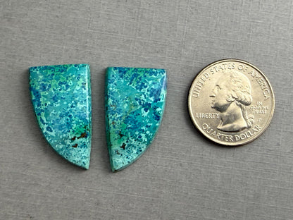 Chrysocolla-Malachite Pair | Natural Loose Cabochon Gemstone | CM106 - Chrysocolla, Malachite - GemEnthusiast