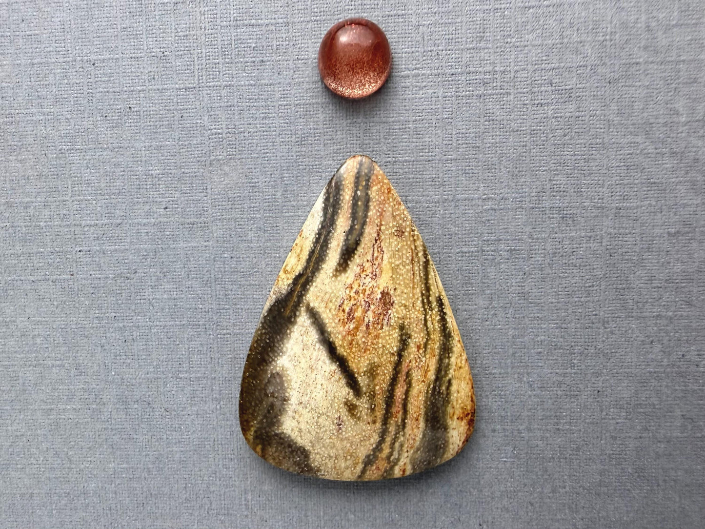 Gemstone Set | Oregon Sunstone and Smokey Petrified Wood | SET104 - Oregon Sunstone, Petrified Wood, Smokey Quartz - GemEnthusiast