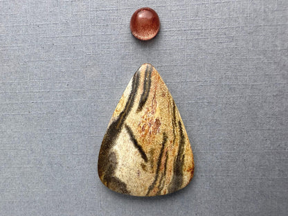 Gemstone Set | Oregon Sunstone and Smokey Petrified Wood | SET104 - Oregon Sunstone, Petrified Wood, Smokey Quartz - GemEnthusiast