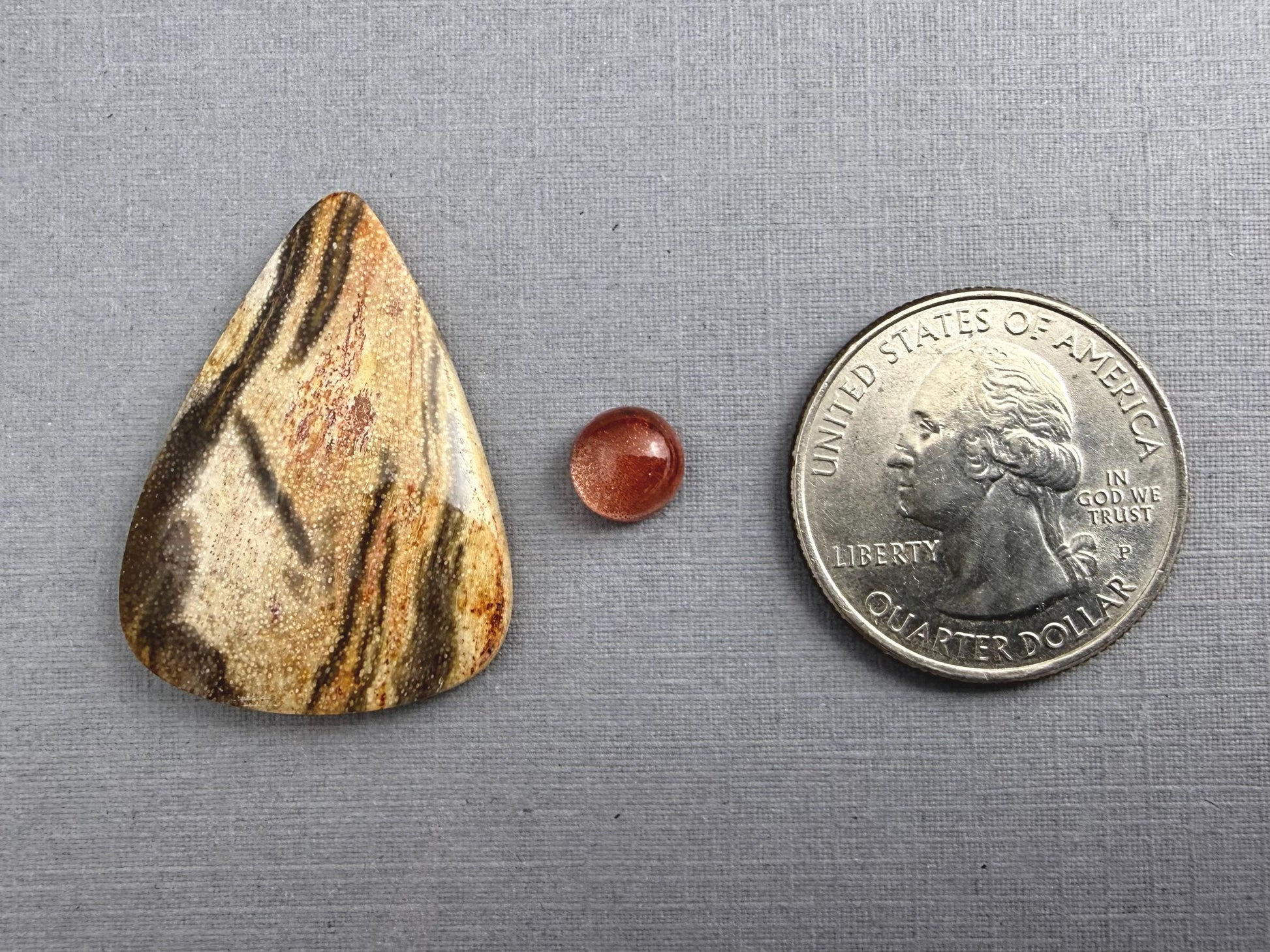 Gemstone Set | Oregon Sunstone and Smokey Petrified Wood | SET104 - Oregon Sunstone, Petrified Wood, Smokey Quartz - GemEnthusiast