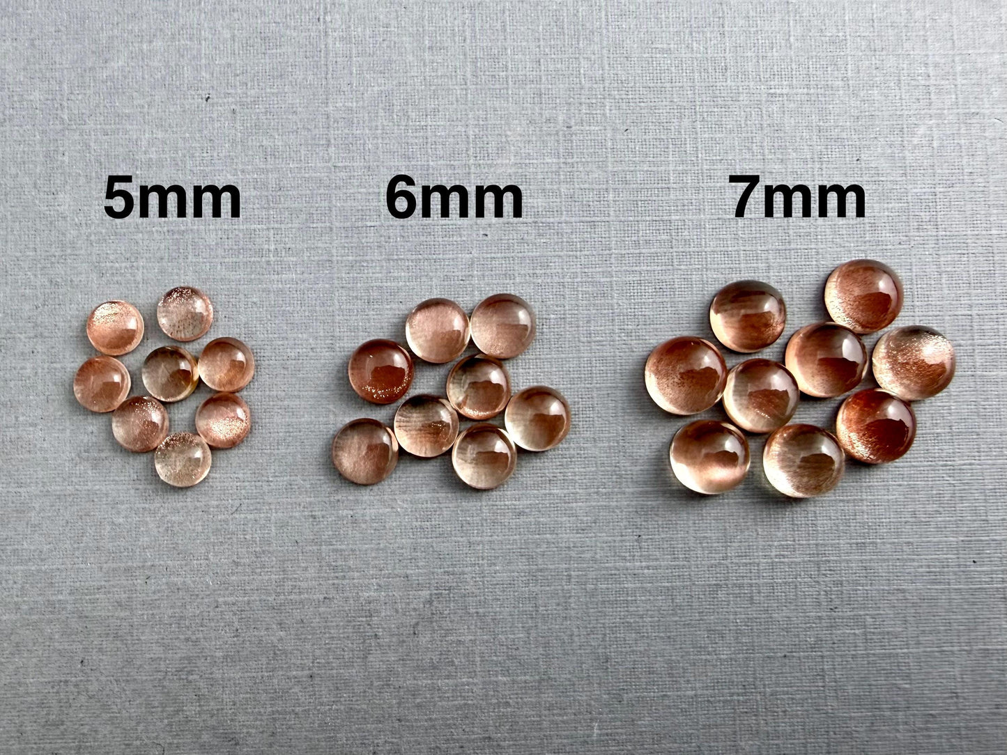 Oregon Sunstones Round Cabochons | 5mm 6mm 7mm | Mined in the USA - Oregon Sunstone - GemEnthusiast