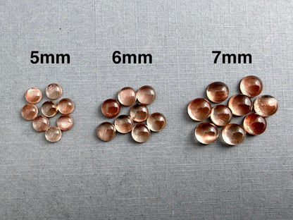 Oregon Sunstones Round Cabochons | 5mm 6mm 7mm | Mined in the USA - Oregon Sunstone - GemEnthusiast