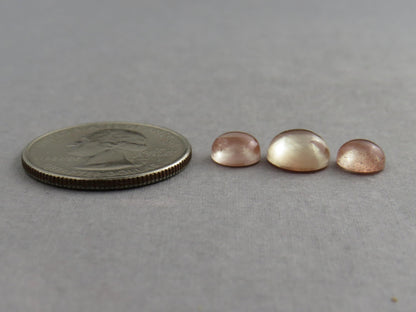 Oregon Sunstones Cabochon Set | 7mm pair and 9mm single Round Gemstones | 5.7 carats | OSC331 - Oregon Sunstone - GemEnthusiast