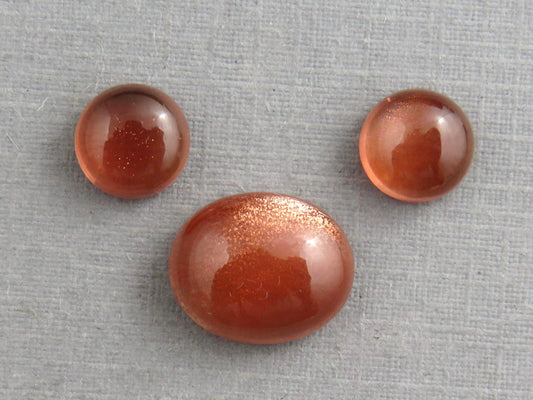 Oregon Sunstones Oval Cabochon Set | 7x7 pair and 11x9 single | 7+ carats | OSC332 - Oregon Sunstone - GemEnthusiast