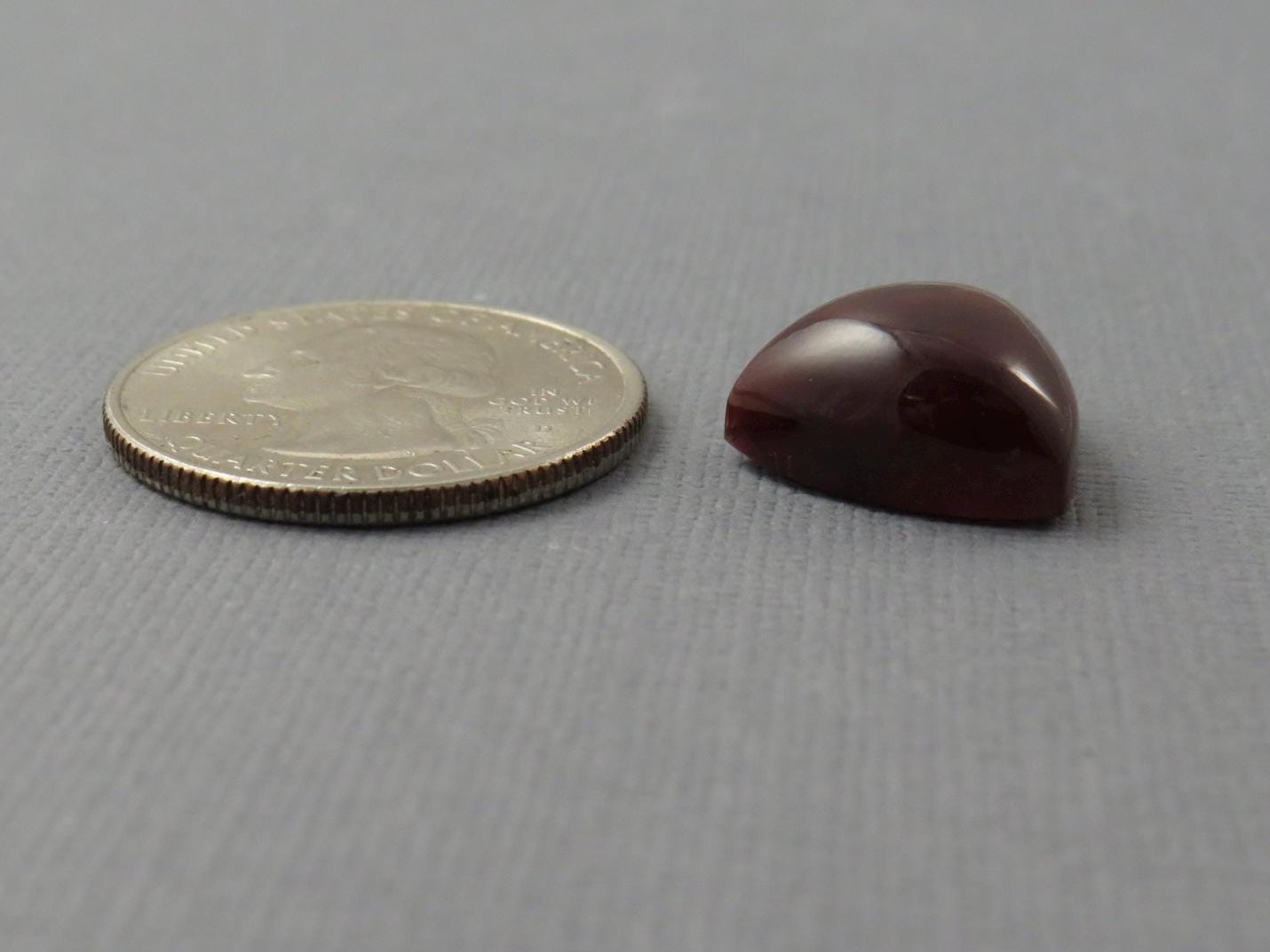 RARE Blood Red Oregon Sunstone | HUGE 15mm Triangle Cabochon | 12+ carats | Natural American Gemstone | OSC336 - Oregon Sunstone - GemEnthusiast