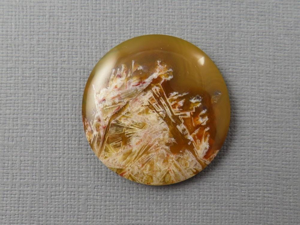 Condor Agate Cabochon | Round Chalcedony from Patagonia Argentina | AG310 - Condor Agate, Sagenite Agate - GemEnthusiast