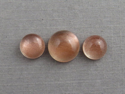 Oregon Sunstones Cabochon Set | 7mm pair and 9mm single Round Gemstones | 5.7 carats | OSC331 - Oregon Sunstone - GemEnthusiast