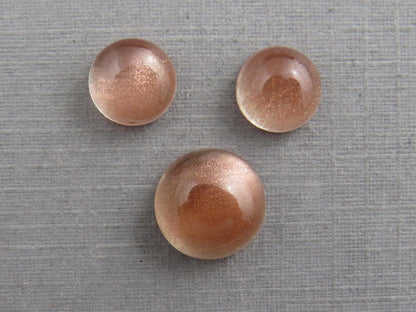Oregon Sunstones Cabochon Set | 7mm pair and 9mm single Round Gemstones | 5.7 carats | OSC331 - Oregon Sunstone - GemEnthusiast