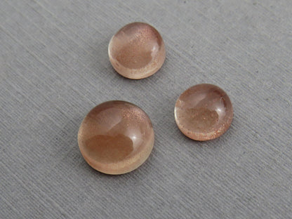 Oregon Sunstones Cabochon Set | 7mm pair and 9mm single Round Gemstones | 5.7 carats | OSC331 - Oregon Sunstone - GemEnthusiast