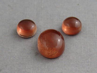 Oregon Sunstones Oval Cabochon Set | 7x7 pair and 11x9 single | 7+ carats | OSC332 - Oregon Sunstone - GemEnthusiast