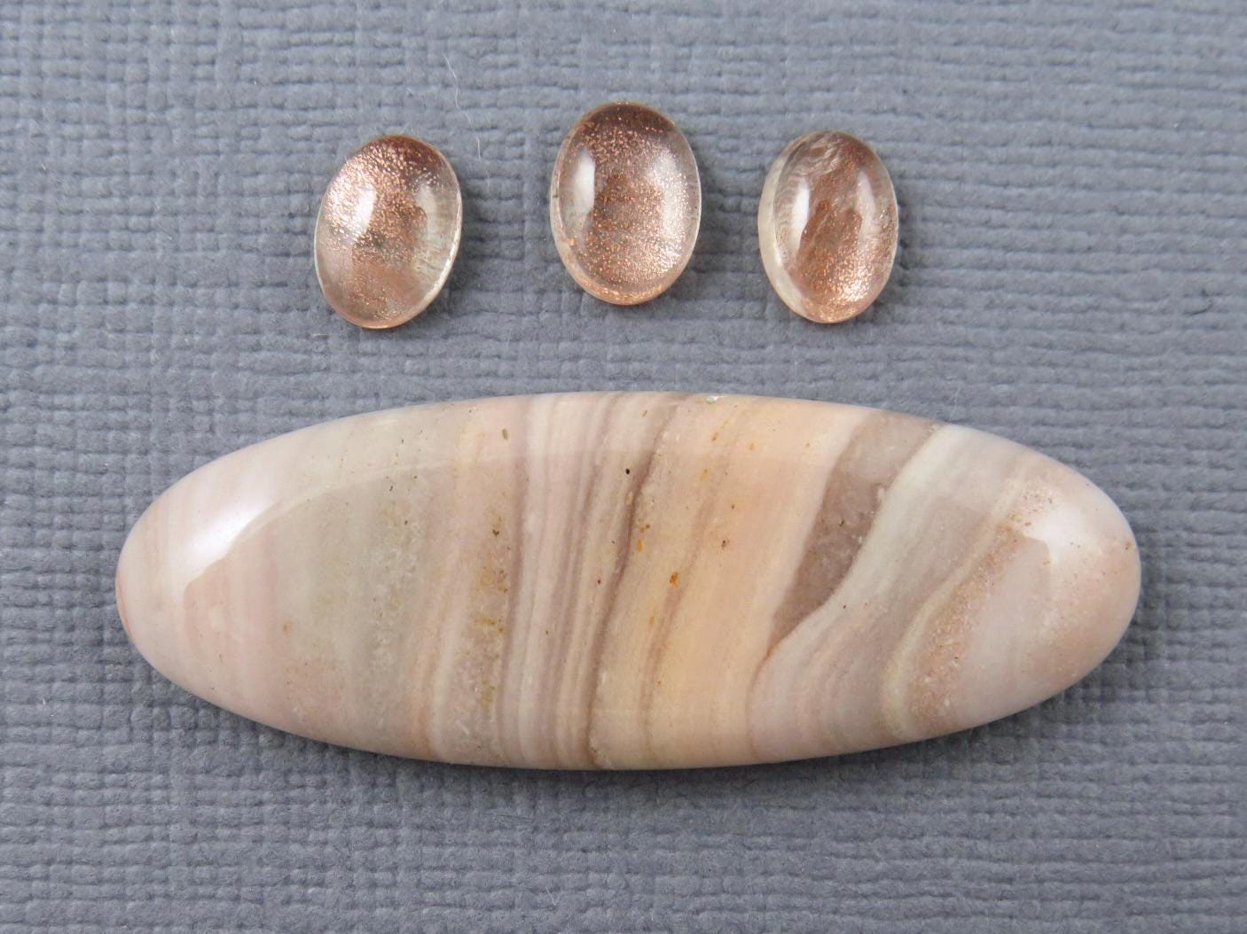 American Gemstone Set | Windy Mountain Jasper, Oregon Sunstone | SET114 - Oregon Sunstone, Windy Mountain Jasper - GemEnthusiast