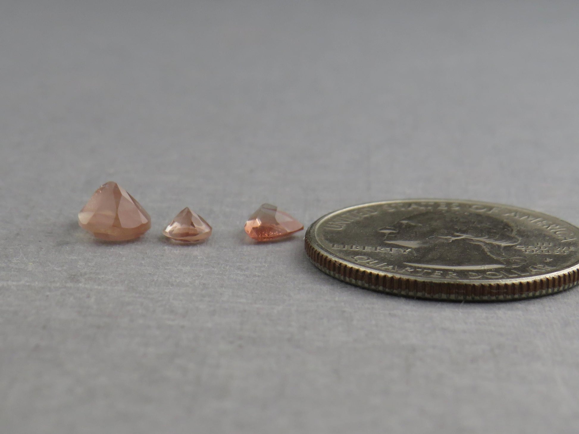 Oregon Sunstone Set | 4mm Round, 5mm Trillion, 8x6mm pear | 1.72 carats | OSF230 - Oregon Sunstone - GemEnthusiast