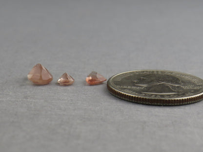 Oregon Sunstone Set | 4mm Round, 5mm Trillion, 8x6mm pear | 1.72 carats | OSF230 - Oregon Sunstone - GemEnthusiast
