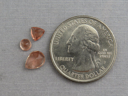 Oregon Sunstone Set | 4mm Round, 5mm Trillion, 8x6mm pear | 1.72 carats | OSF230 - Oregon Sunstone - GemEnthusiast
