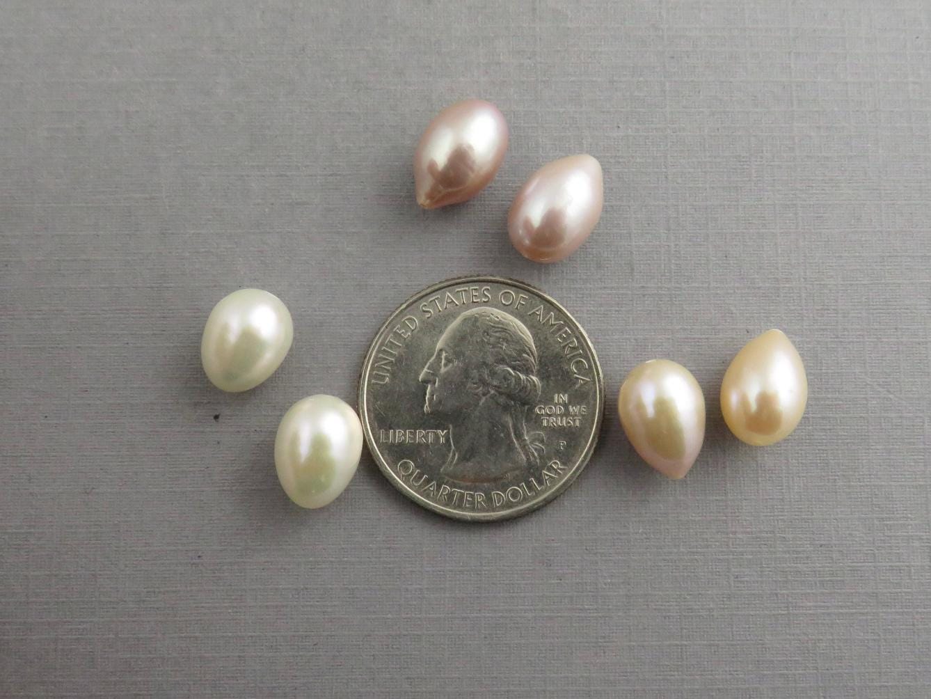 Exceptional Pearl Pairs | Drilled-Through with a drop shape | Ivory, Peach, or Pink - Freshwater Pearl - GemEnthusiast