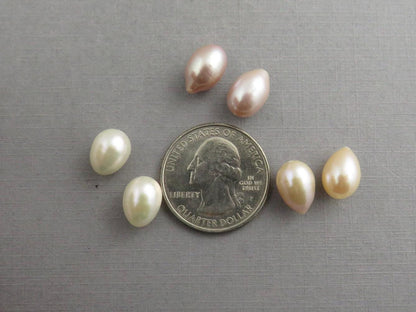 Exceptional Pearl Pairs | Drilled-Through with a drop shape | Ivory, Peach, or Pink - Freshwater Pearl - GemEnthusiast