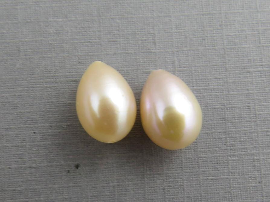 Exceptional Pearl Pairs | Drilled-Through with a drop shape | Ivory, Peach, or Pink - Freshwater Pearl - GemEnthusiast
