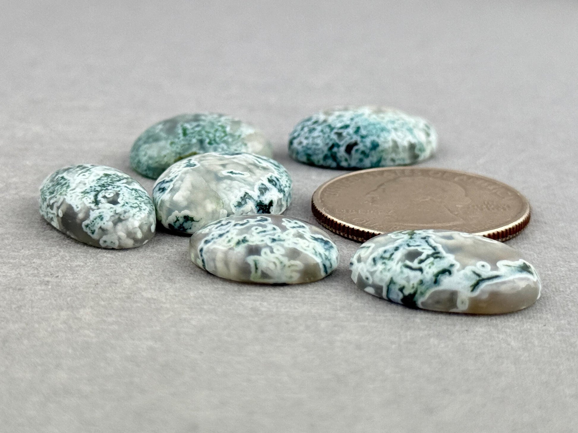 Moss Agate Cabochon Lot | Oval Loose Gemstones | AG148 - Moss Agate - GemEnthusiast