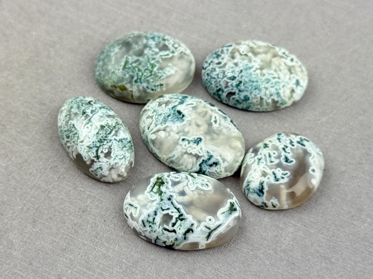Moss Agate Cabochon Lot | Oval Loose Gemstones | AG148 - Moss Agate - GemEnthusiast
