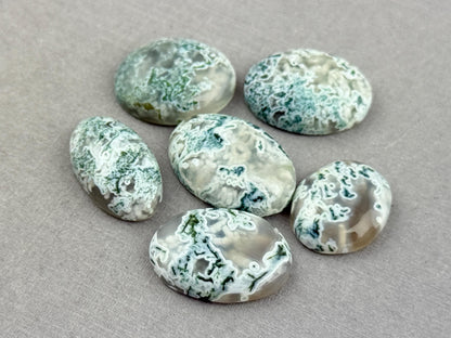Moss Agate Cabochon Lot | Oval Loose Gemstones | AG148 - Moss Agate - GemEnthusiast