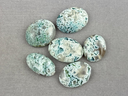 Moss Agate Cabochon Lot | Oval Loose Gemstones | AG148 - Moss Agate - GemEnthusiast