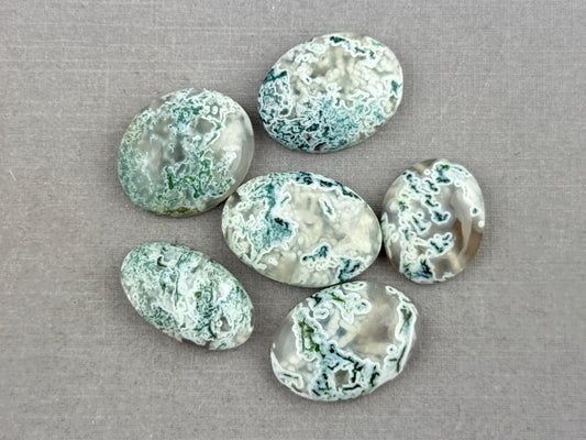 Moss Agate Cabochon Lot | Oval Loose Gemstones | AG148 - Moss Agate - GemEnthusiast