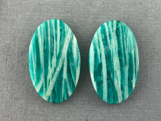 Amazonite Matched Pair Oval Cabochons | Natural Loose Gemstone | AMZ214 - Amazonite - GemEnthusiast