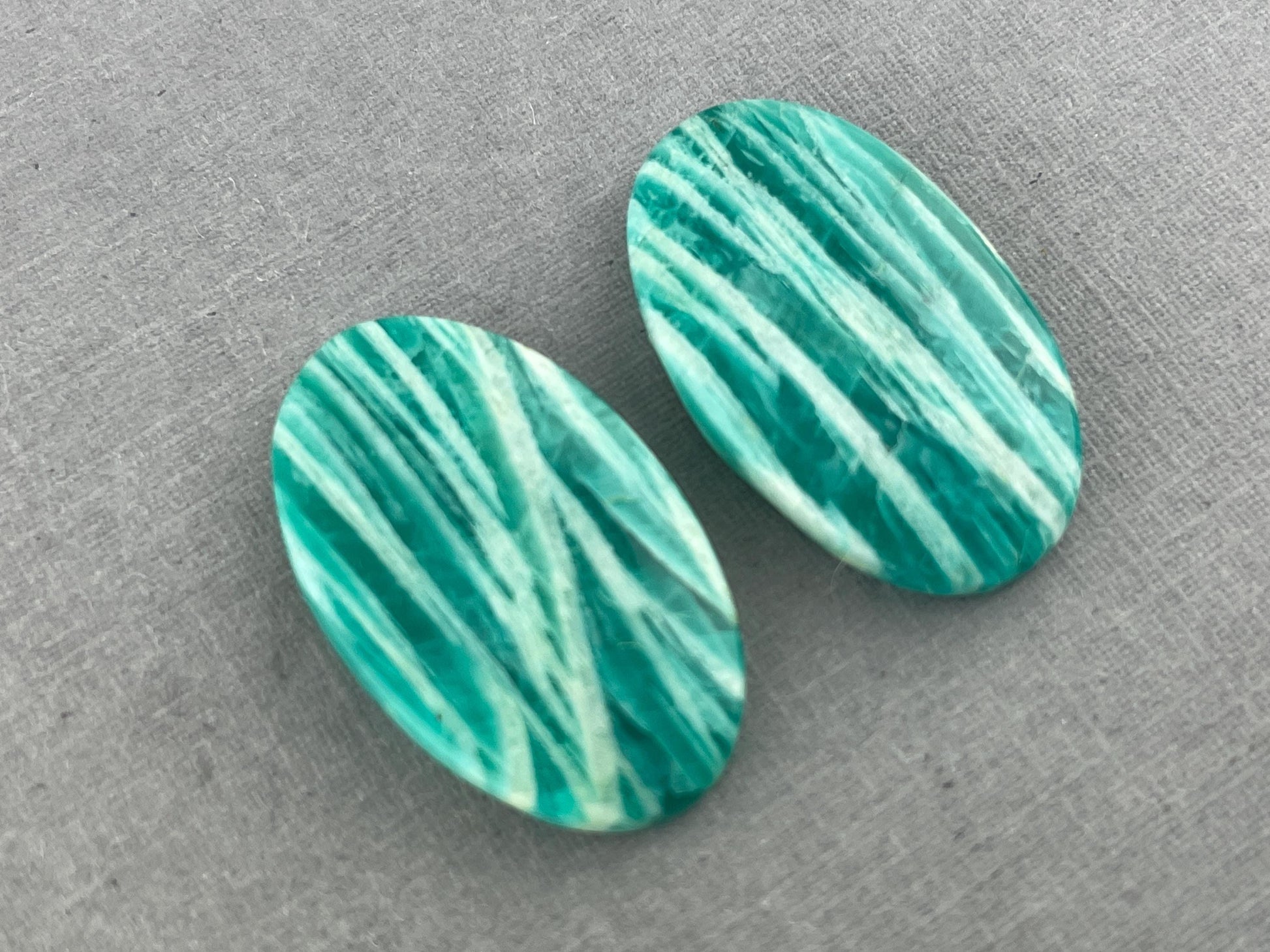 Amazonite Matched Pair Oval Cabochons | Natural Loose Gemstone | AMZ214 - Amazonite - GemEnthusiast
