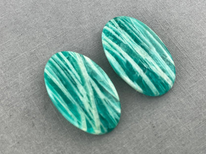Amazonite Matched Pair Oval Cabochons | Natural Loose Gemstone | AMZ214 - Amazonite - GemEnthusiast