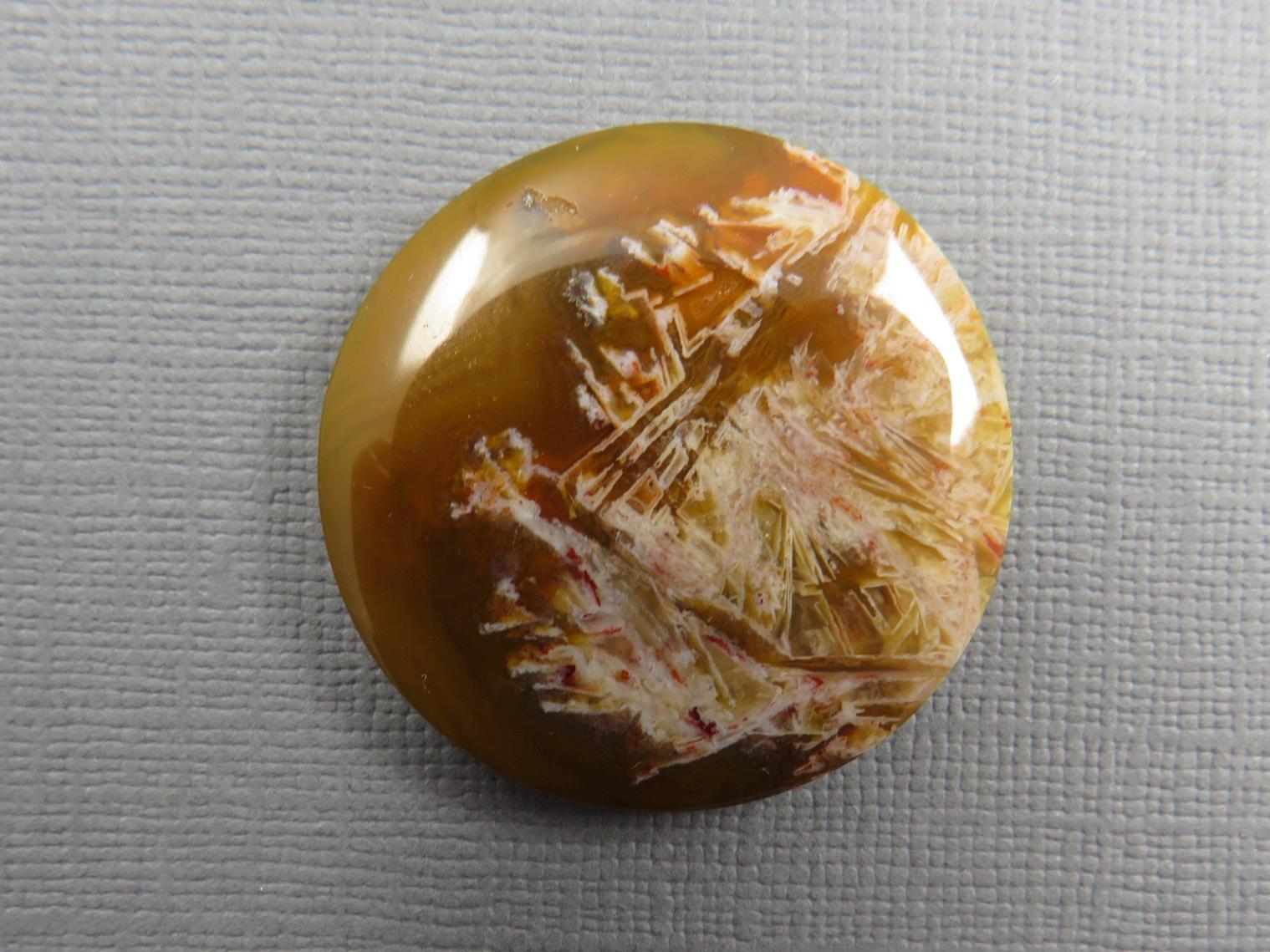 Condor Agate Cabochon | Round Chalcedony from Patagonia Argentina | AG310 - Condor Agate, Sagenite Agate - GemEnthusiast