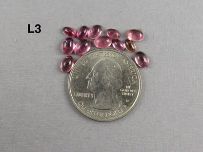 Pink Tourmaline Oval Cabochons | 5x3 and 6x4 mm | TO450 - Tourmaline - GemEnthusiast