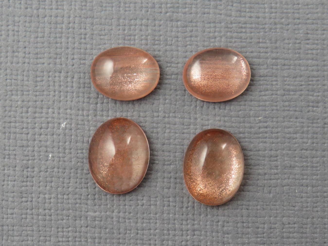 Oregon Sunstones Pairs with Schiller | 10x8 and 9x7 Oval Cabochons | OSC335 - Oregon Sunstone - GemEnthusiast