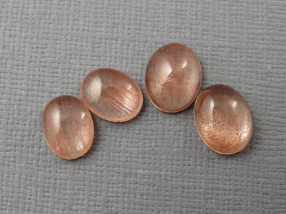 Oregon Sunstones Pairs with Schiller | 10x8 and 9x7 Oval Cabochons | OSC335 - Oregon Sunstone - GemEnthusiast