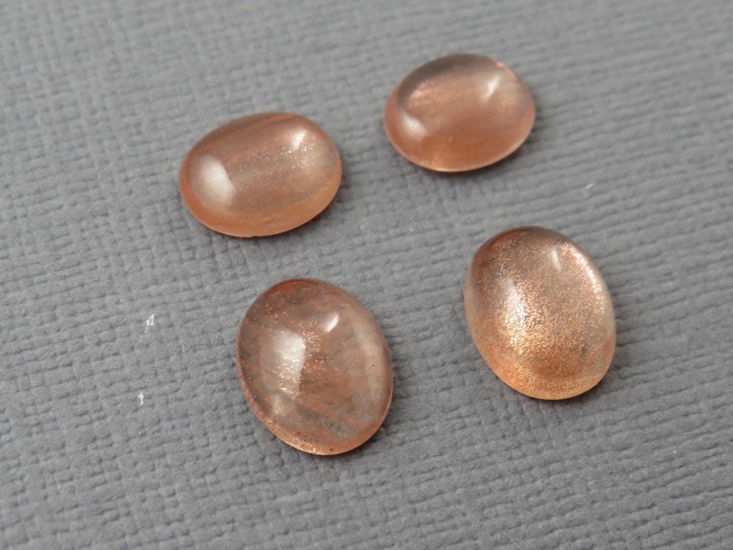 Oregon Sunstones Pairs with Schiller | 10x8 and 9x7 Oval Cabochons | OSC335 - Oregon Sunstone - GemEnthusiast