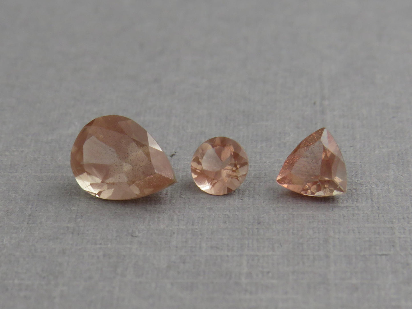 Oregon Sunstone Set | 4mm Round, 5mm Trillion, 8x6mm pear | 1.72 carats | OSF230 - Oregon Sunstone - GemEnthusiast